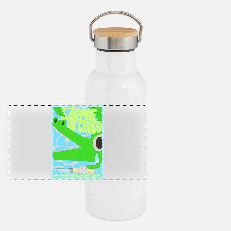 L'arme de Crocodile Jeu de mots Graffiti Rigolo Gourde isotherme avec bouchon en bambou