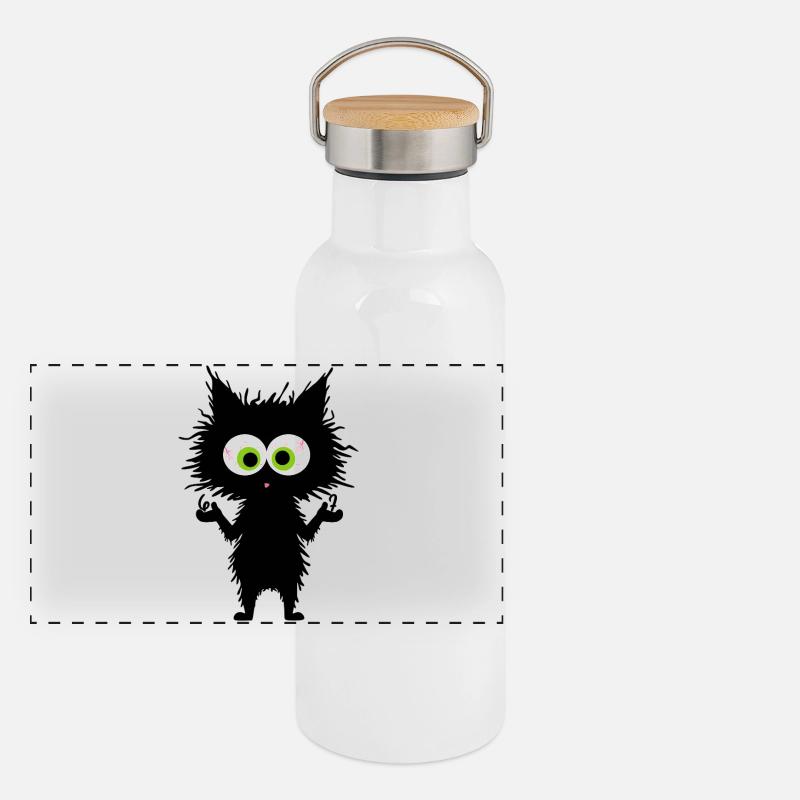67 Lustige Katze Six Seven Meme Panorama Thermosflasche mit Bambusdeckel