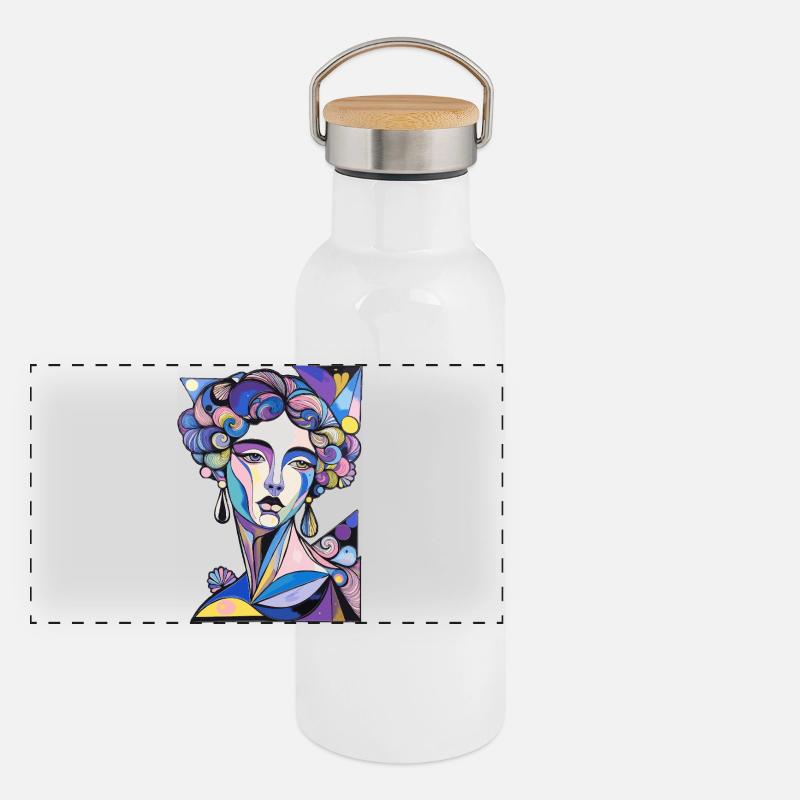 psychedelic surrealism Panoramic Thermal Bottle with Bamboo Lid