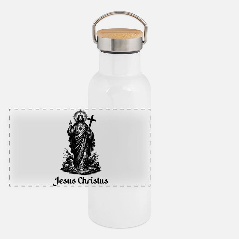 Jesus Christ Panoramic Thermal Bottle with Bamboo Lid