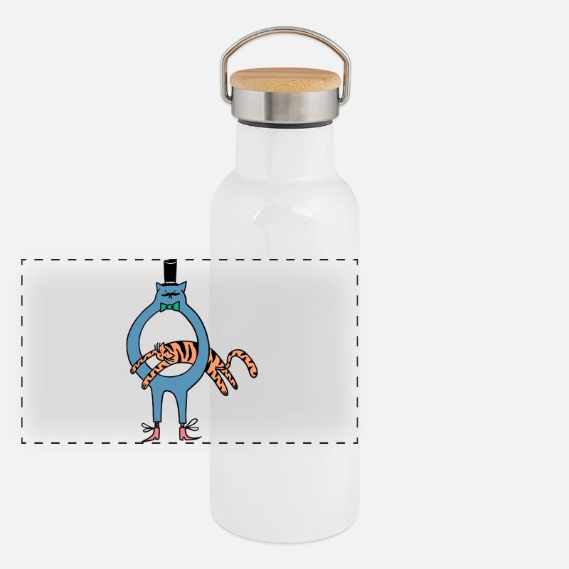 Tiger_Jump - Gourde isotherme avec bouchon en bambou - blanc