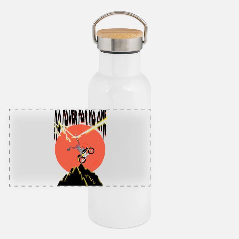 No_Power_for_no_one - Panorama Thermosflasche mit Bambusdeckel - Weiß
