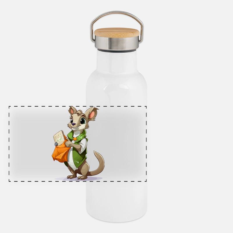 Kangourou avec sac de courses Gourde isotherme avec bouchon en bambou