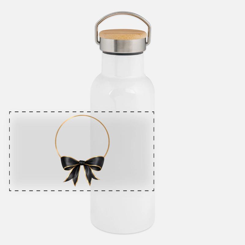 Arc Cercle Or Noir Gourde isotherme avec bouchon en bambou