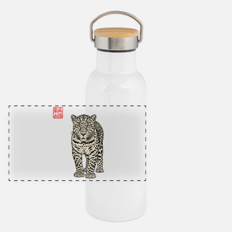 Leopard Asian Panoramic Thermal Bottle with Bamboo Lid