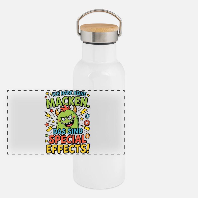 I Have No Quirks - Special Effects - Panoramic Thermal Bottle with Bamboo Lid - white