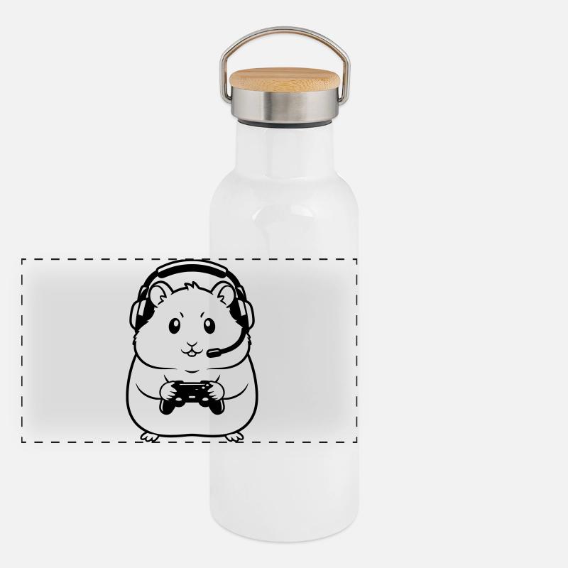 Aperçu de la manette Gamer Hamster Gourde isotherme avec bouchon en bambou