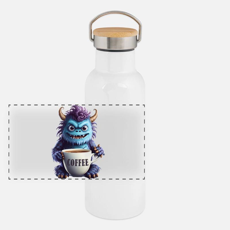 Coffee Monster - Caffeine Zombie - Morning Grouch Panoramic Thermal Bottle with Bamboo Lid