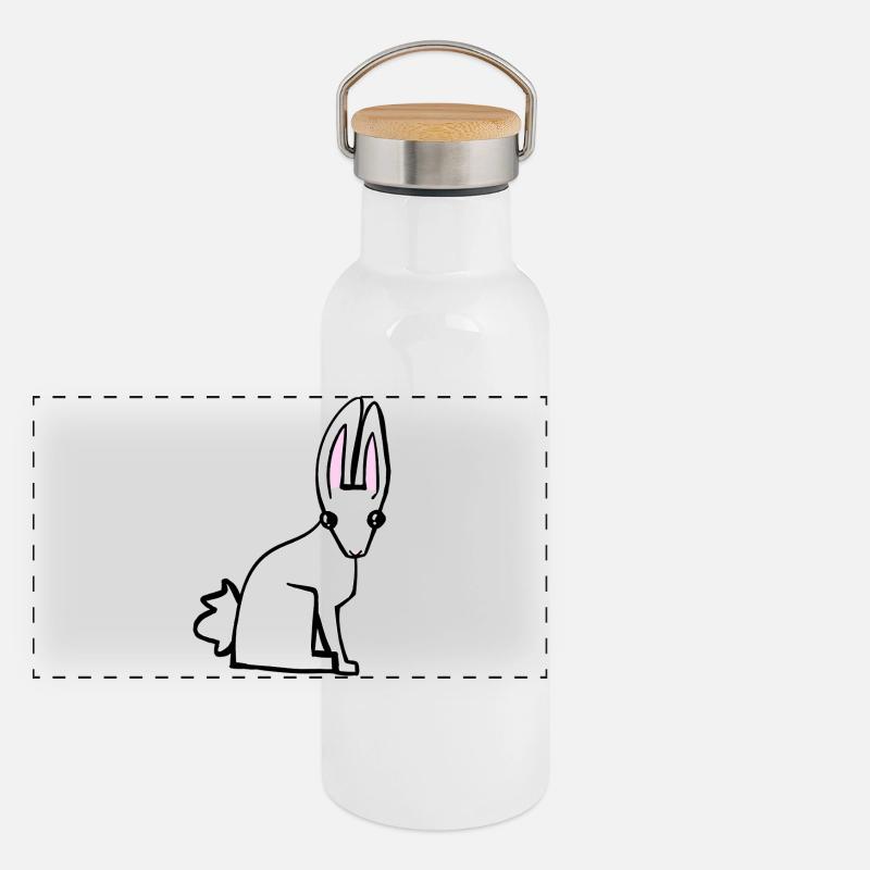 white bunny Panoramic Thermal Bottle with Bamboo Lid