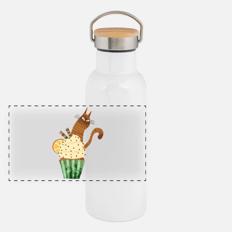 Süßes Cupcake-Katzen-Design Lustiges Kawaii-Katzenfutter Panorama Thermosflasche mit Bambusdeckel