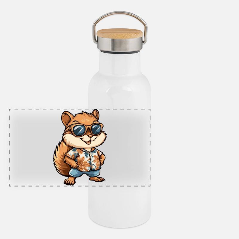 Squirrel Comic Holiday Panoramic Thermal Bottle with Bamboo Lid