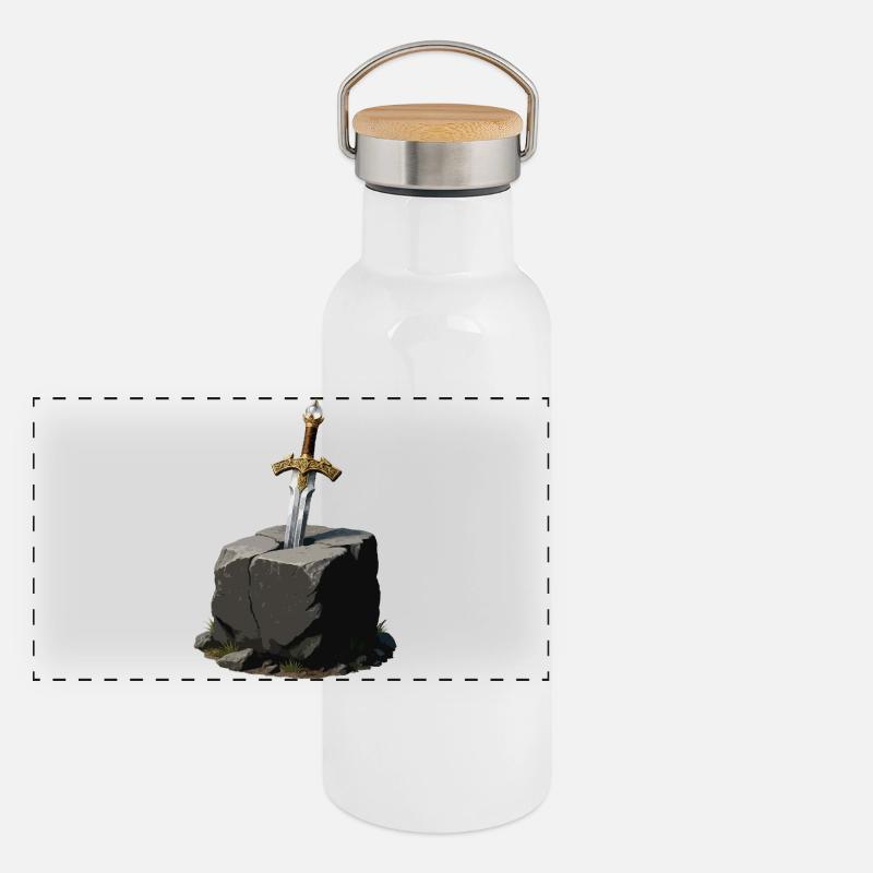 Épée dans le Rocher Excalibur Gourde isotherme avec bouchon en bambou