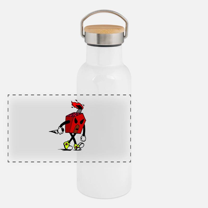 Wütendes Haus Panorama Thermosflasche mit Bambusdeckel