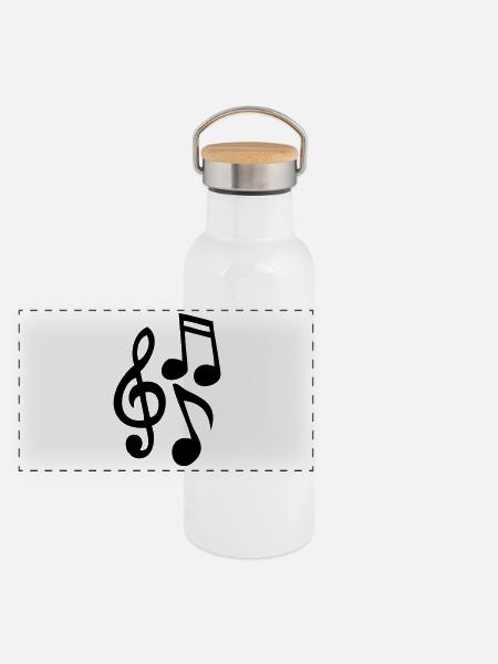 Sheet music - Panoramic Thermal Bottle with Bamboo Lid - white - Front