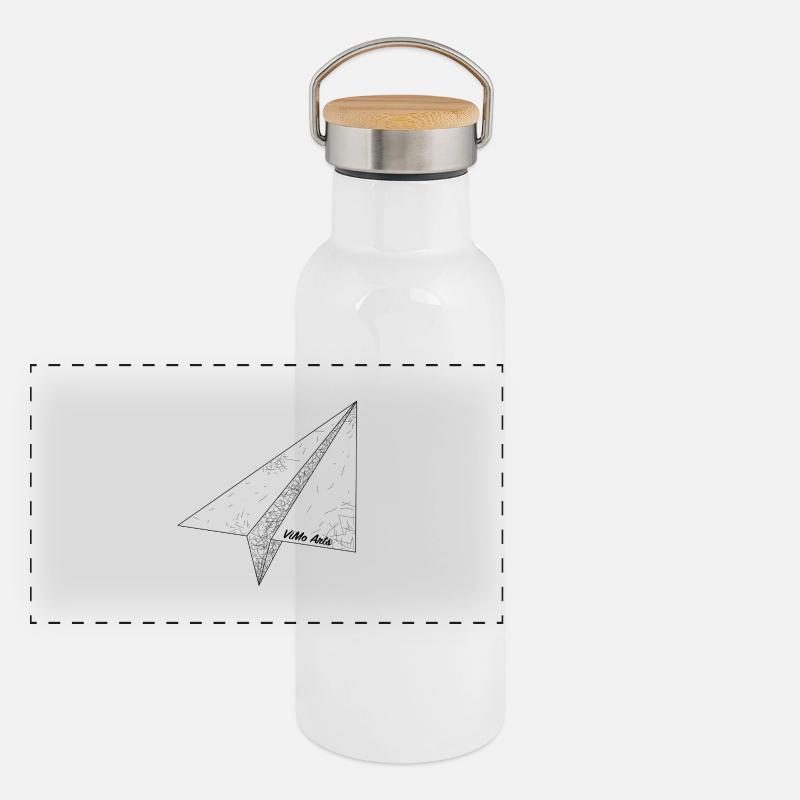 Simple Airplane Panoramic Thermal Bottle with Bamboo Lid