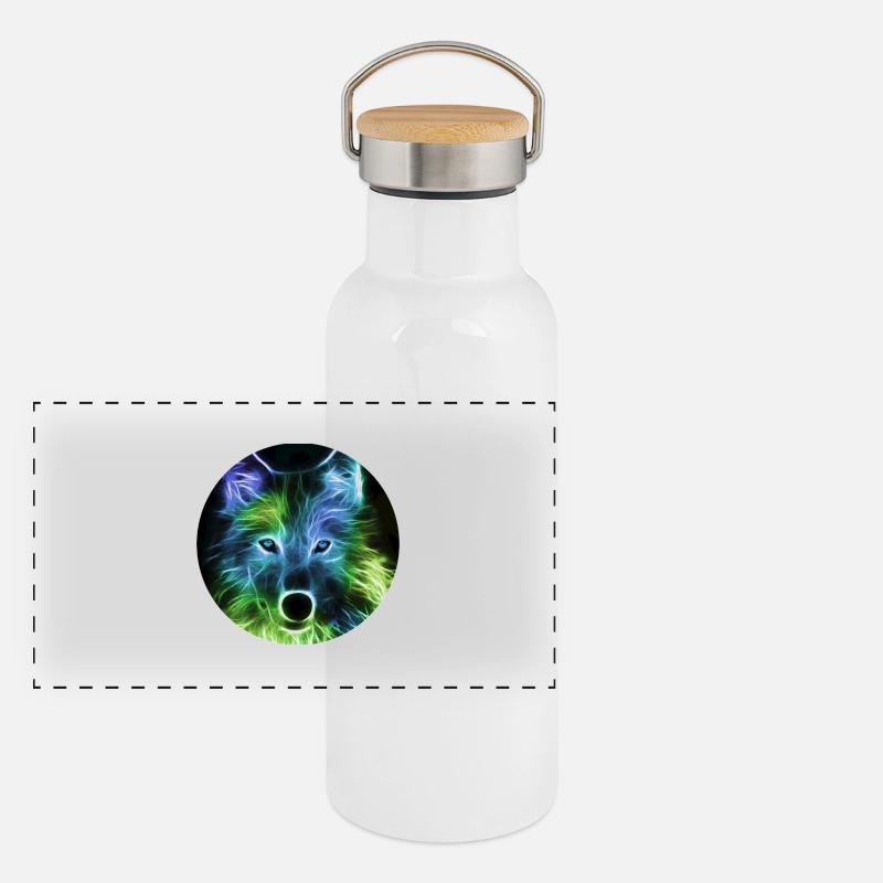 Les loups ont un instinct puissant et une intelligence élevée Gourde isotherme avec bouchon en bambou
