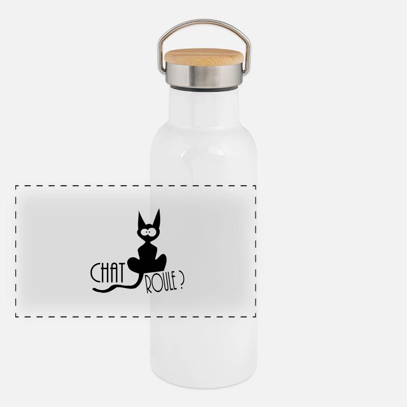 chat roule ? Gourde isotherme avec bouchon en bambou