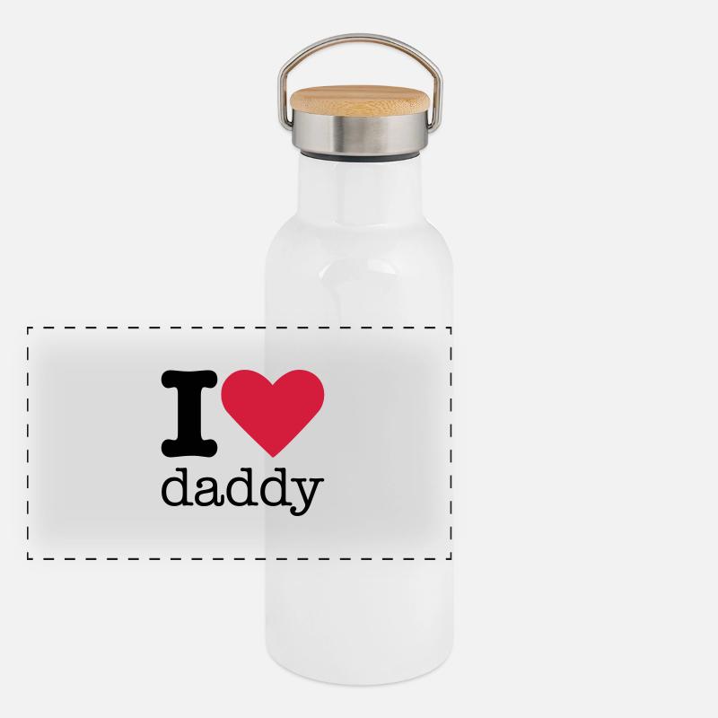 I Love Daddy Panorama Thermosflasche mit Bambusdeckel