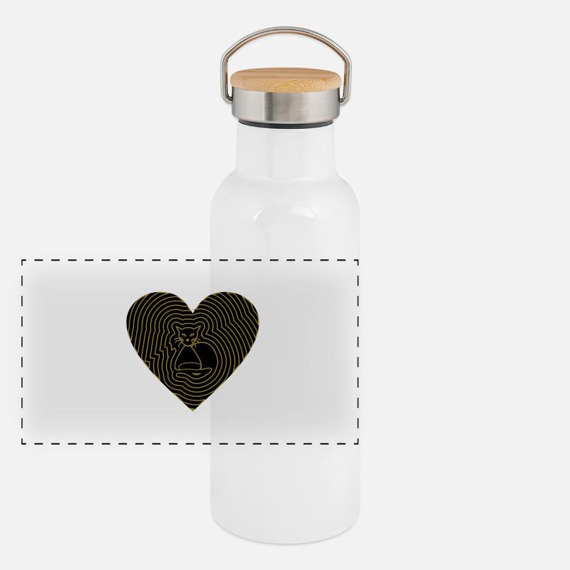 Amour de chat Gourde isotherme avec bouchon en bambou