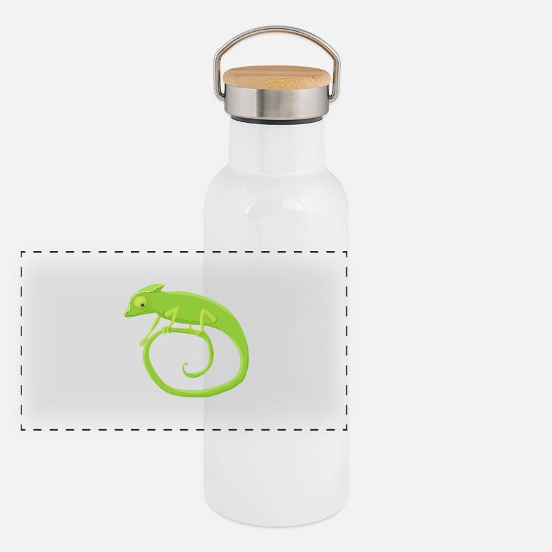 Chamäleonkringel Panorama Thermosflasche mit Bambusdeckel
