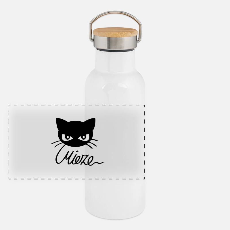 Mieze - Katze Panorama Thermosflasche mit Bambusdeckel
