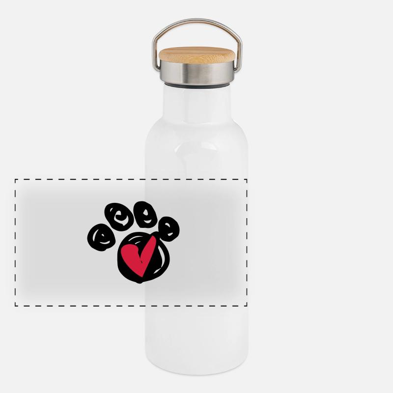 pfoterl - Panorama Thermosflasche mit Bambusdeckel - Weiß