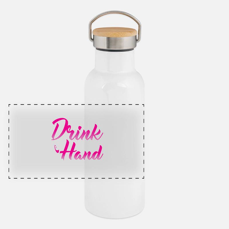 JGA - PUT DRINK IN MY HAND - Panoramic Thermal Bottle with Bamboo Lid - white