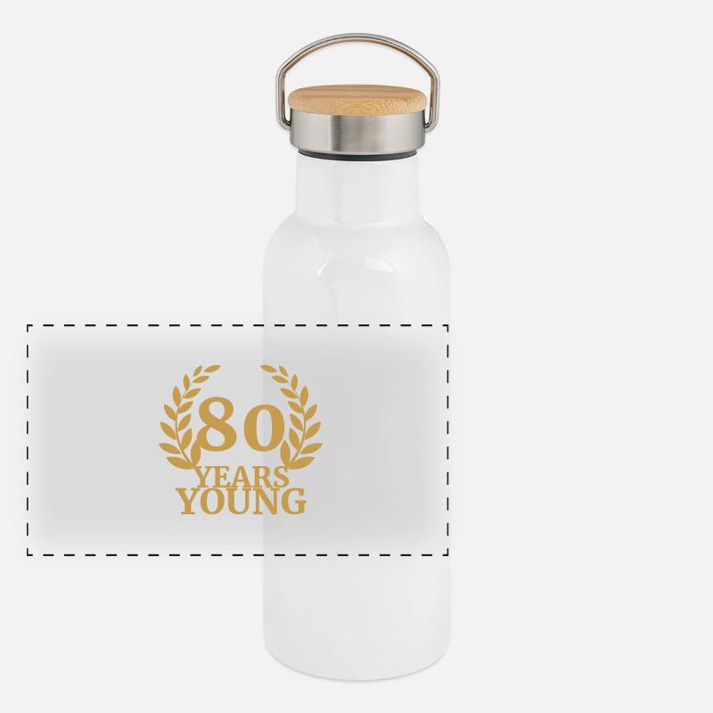 80e anniversaire: 80 ans Jeunes Gourde isotherme avec bouchon en bambou