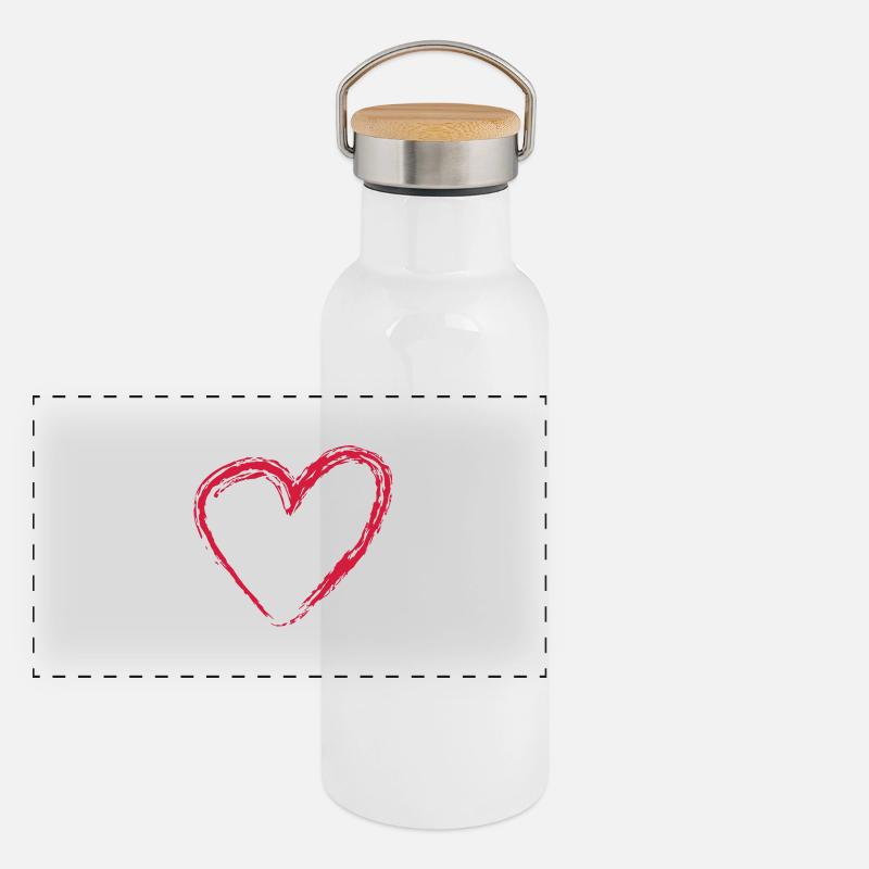 Herz Scratch Groß Panorama Thermosflasche mit Bambusdeckel