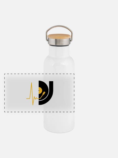 music_pulse_dj - Panorama Thermosflasche mit Bambusdeckel - Weiß - Vorne