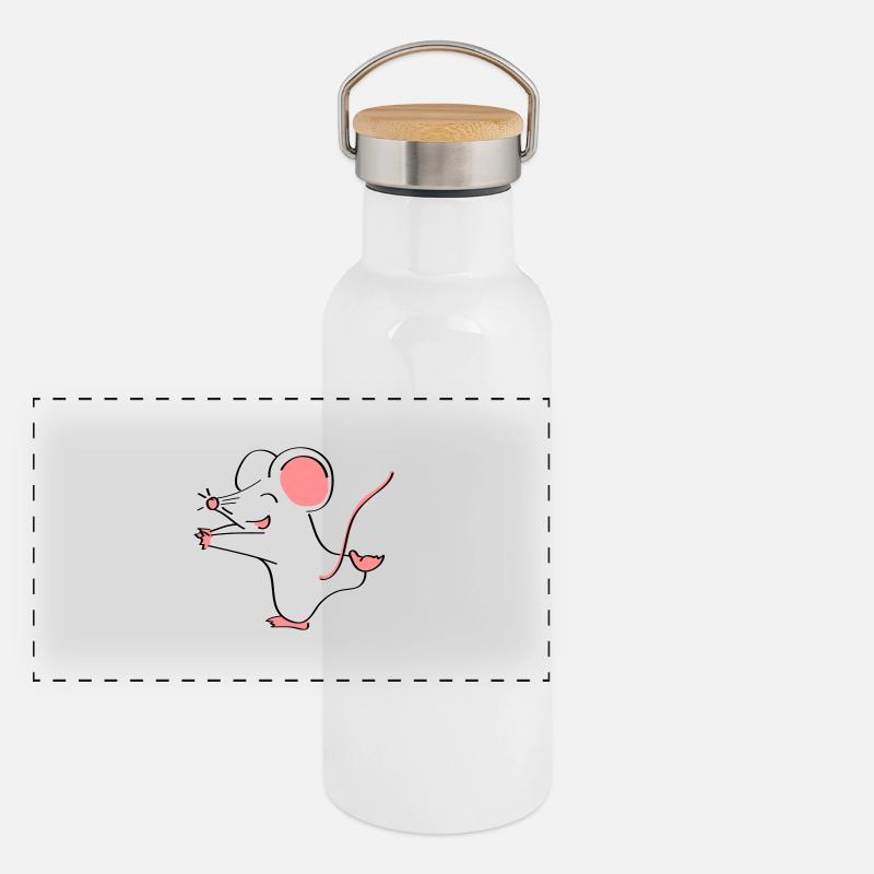 Mäusepaar Teil 1 Panorama Thermosflasche mit Bambusdeckel