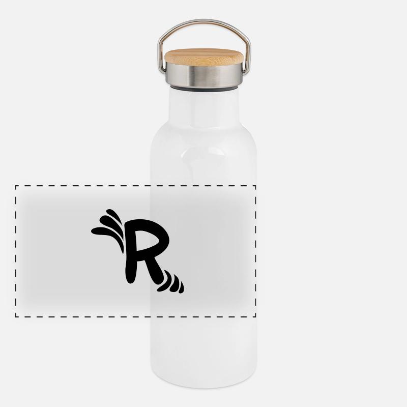 Letter R & Pattern Panoramic Thermal Bottle with Bamboo Lid