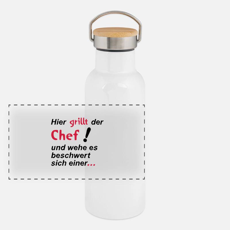 Here grilling the chef Panoramic Thermal Bottle with Bamboo Lid