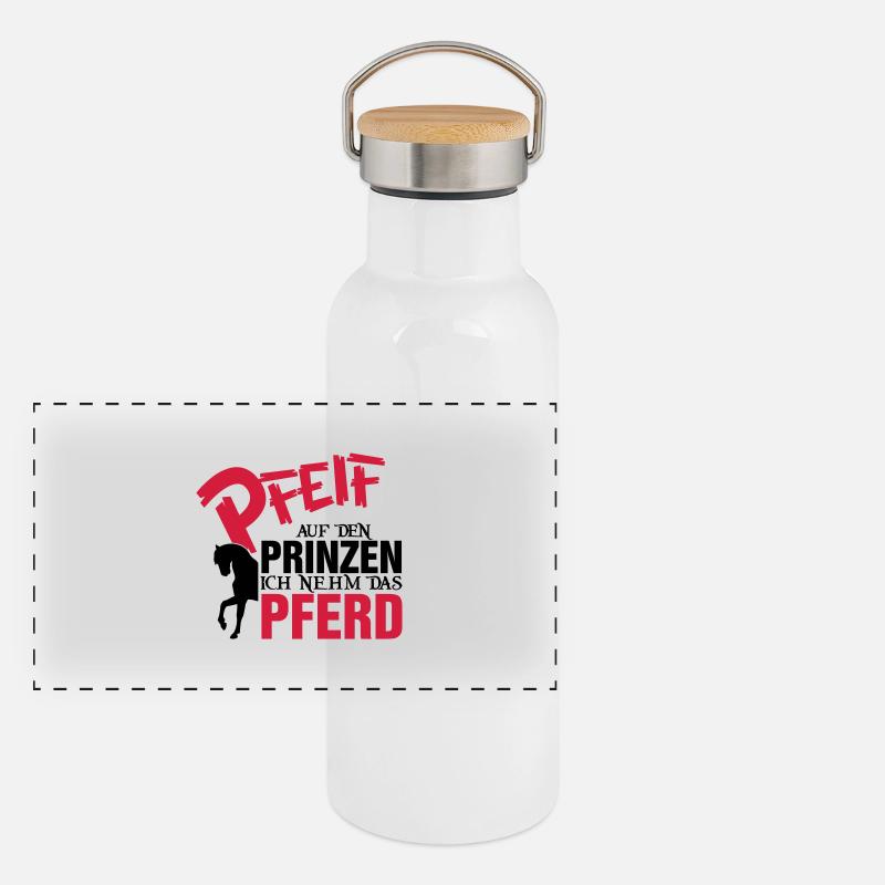 Pfeiff auf den Prinzen, ich nehm das Pferd Panorama Thermosflasche mit Bambusdeckel
