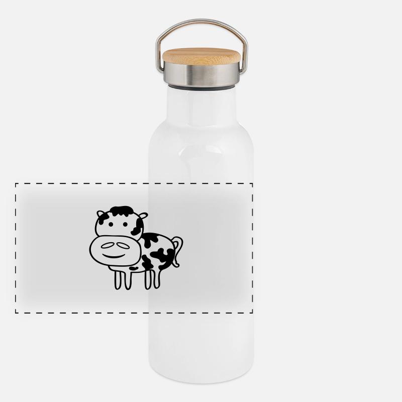 cow Panorama Thermosflasche mit Bambusdeckel