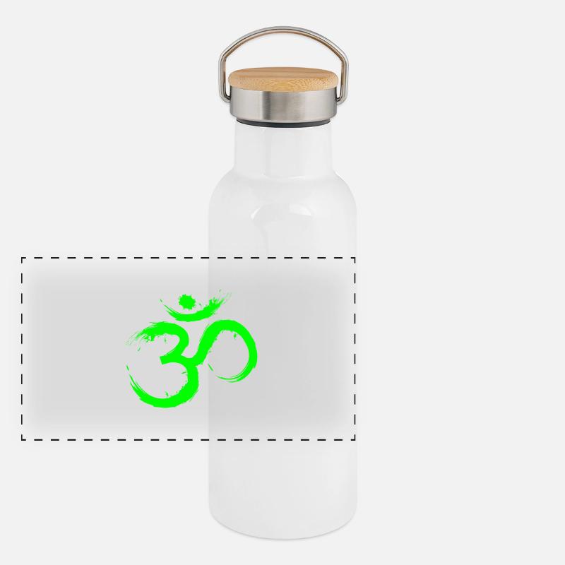 Symbole De Conception Om Méditation Libération Vert Citron Gourde isotherme avec bouchon en bambou