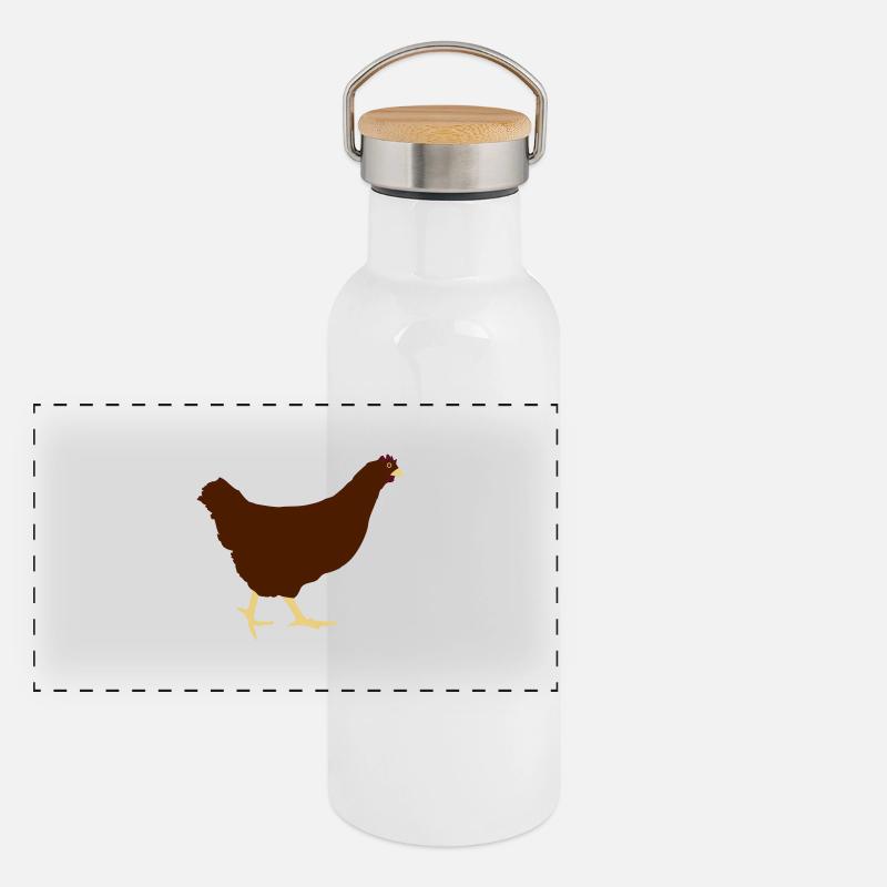Running chicken hen Panoramic Thermal Bottle with Bamboo Lid