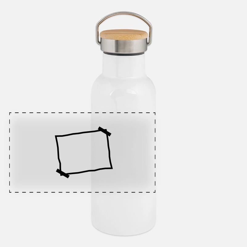 Leerer Zettel Notiz Aufgeklebt Panorama Thermosflasche mit Bambusdeckel