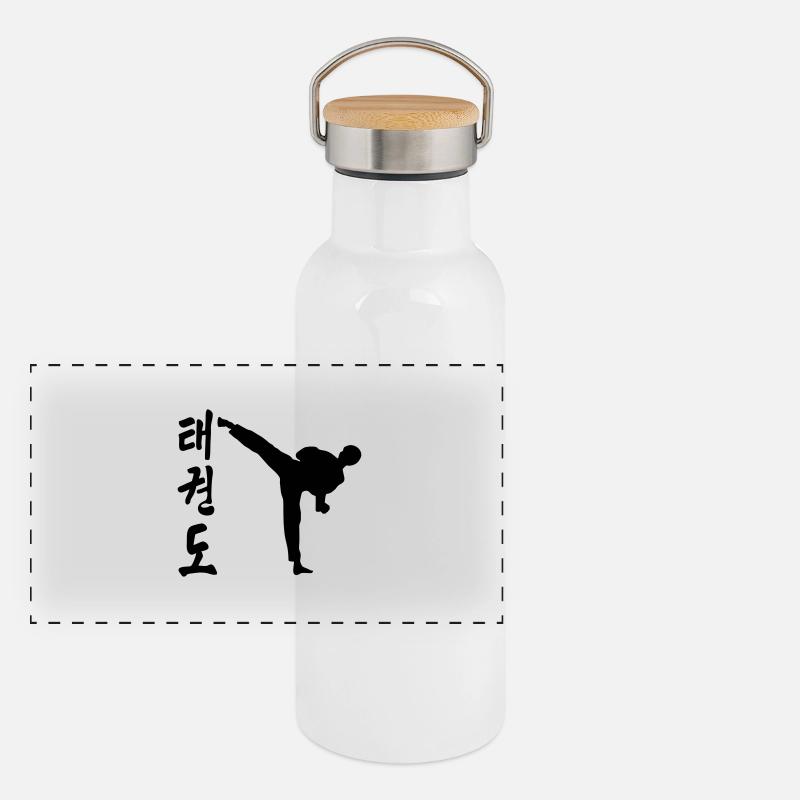 Taekwondo High Kick Kick Kampf Panorama Thermosflasche mit Bambusdeckel