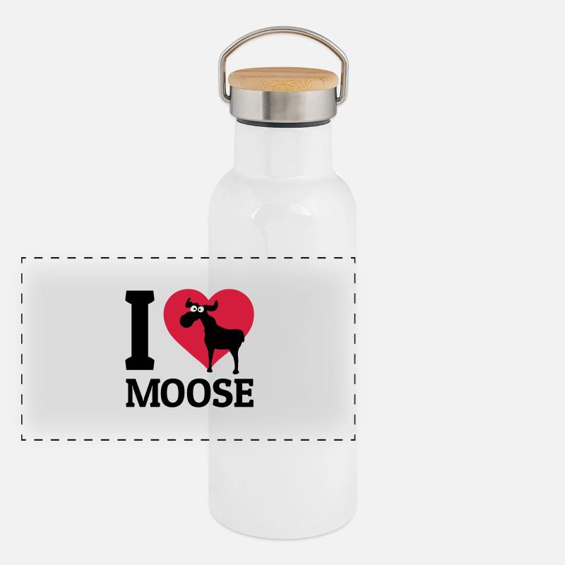 I love Moose Panorama Thermosflasche mit Bambusdeckel