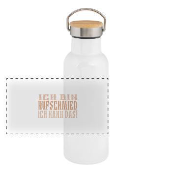 Ich bin Hufschmied - Panorama Thermosflasche mit Bambusdeckel - Weiß - Vorne