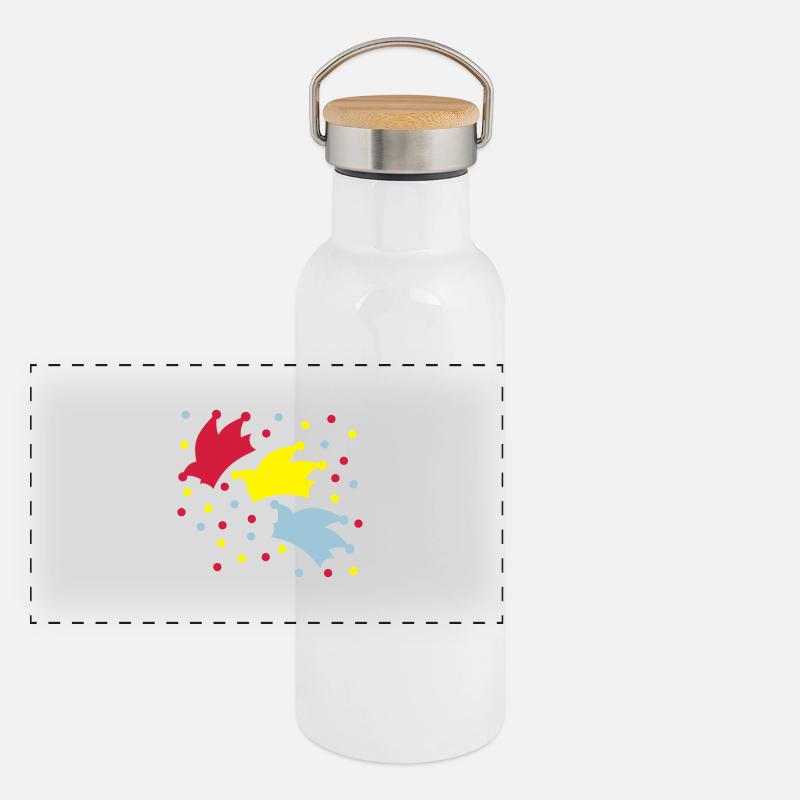 Narrenkappe / Konfetti / Fasching Panorama Thermosflasche mit Bambusdeckel