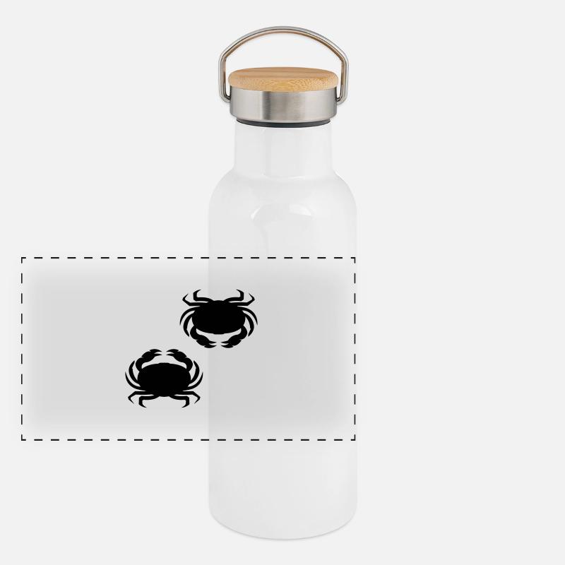 krebs_krabbe_002 Panorama Thermosflasche mit Bambusdeckel