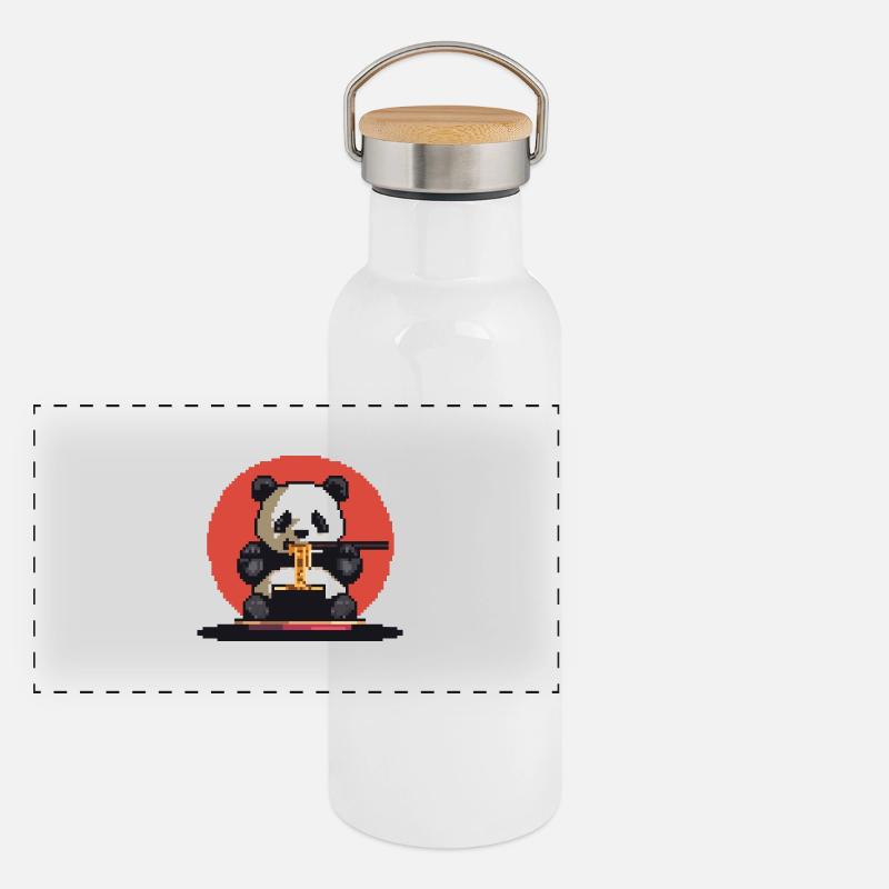 Pixel Panda Panoramic Thermal Bottle with Bamboo Lid