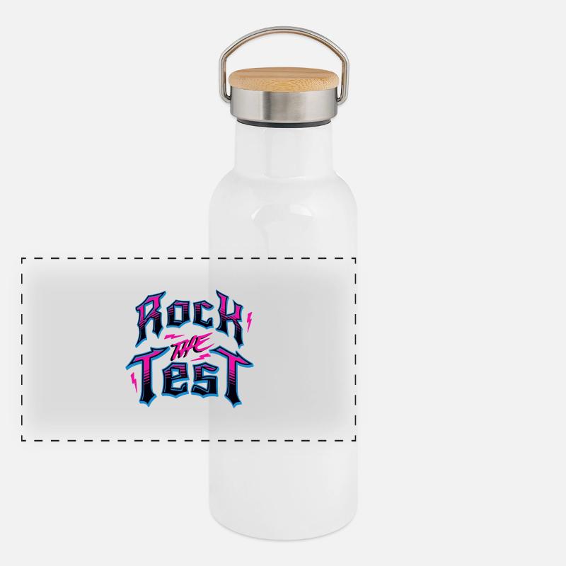 Test Day Rock The Test Funny Teacher Testing Day Panoramic Thermal Bottle with Bamboo Lid