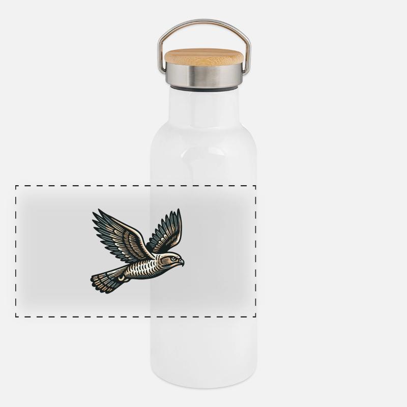 Habicht Panorama Thermosflasche mit Bambusdeckel