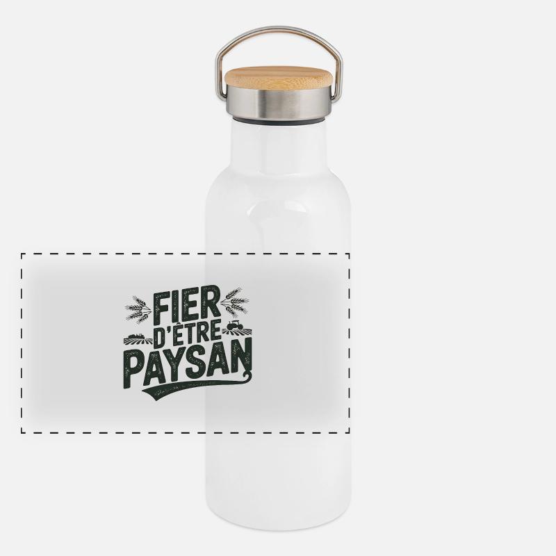 fière d être un paysan Gourde isotherme avec bouchon en bambou