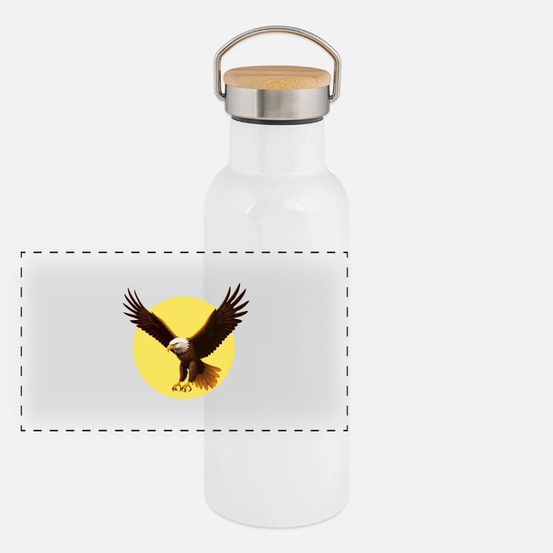 Aigle devant le soleil Gourde isotherme avec bouchon en bambou