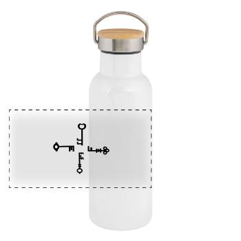 Quatre touches - Gourde isotherme avec bouchon en bambou - blanc - Devant