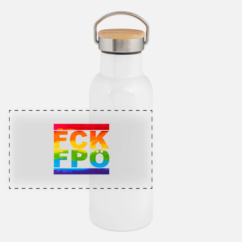FCK FPÖ - LGBTQ - Montrer l’exemple à la droite Gourde isotherme avec bouchon en bambou